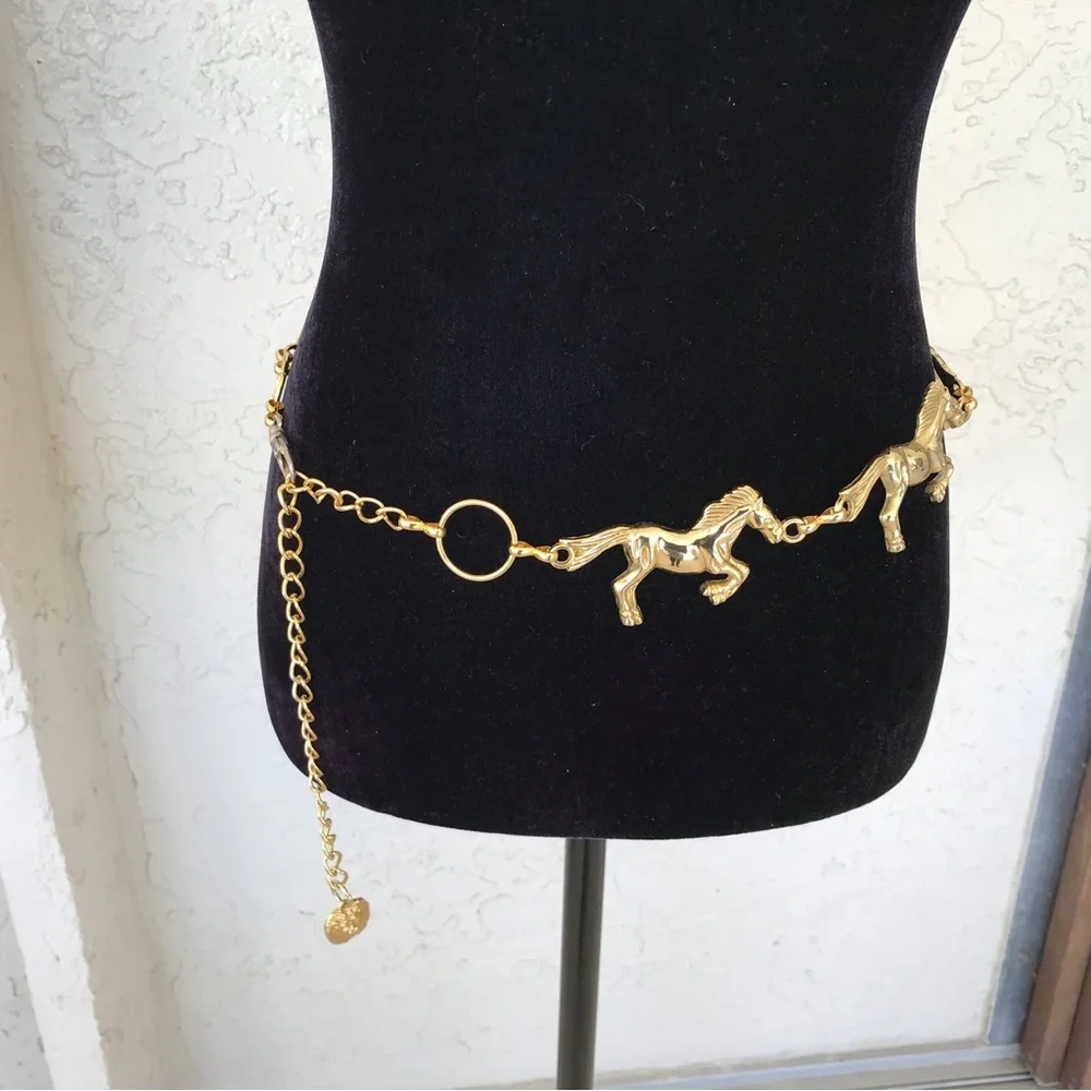 Vintage Anne Klein Running Horse Links Belt - Picture 2 of 5